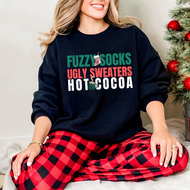 Fuzzy Socks, Ugly Sweaters, Hot Cocoa Quote Sweatshirt (Creator Uploaded)