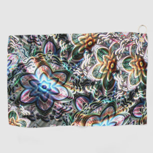Fuzzy virtual flowery in coloured gradient strokes golf towel