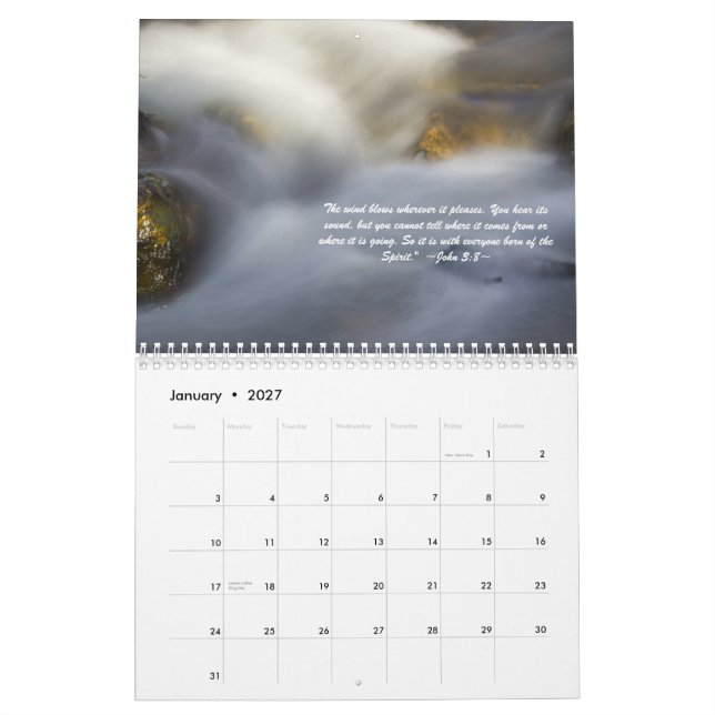 Fuzzy Water Scripture Calendar (Jan 2027)