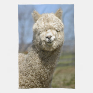 Fuzzy White Alpaca Face Tea Towel