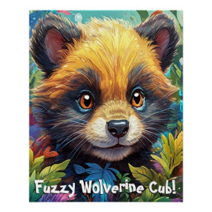 Fuzzy Wolverine Cub Poster