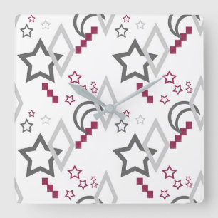 FuzzyFoxArt Square Wall Clock