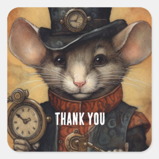 Fuzzypaws steampunk square sticker