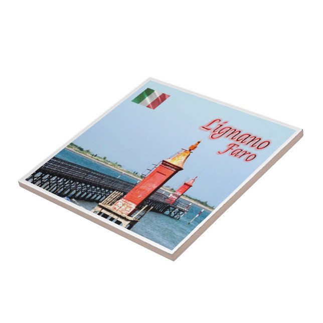FVG009 LIGNANO, Lighthouse, Italy, Tile (Side)