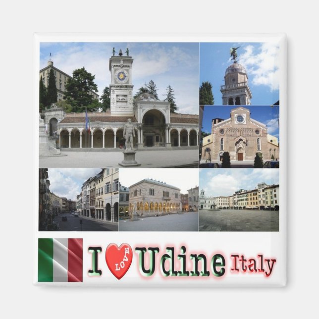 FVG021 UDINE, I Love, Mosaic, Italy, Fridge Magnet (Front)
