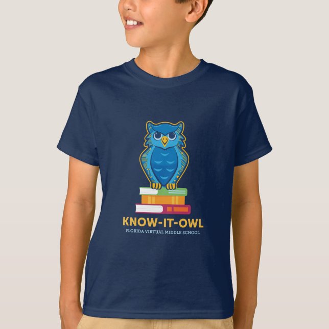 FVMS Know-It-Owl, Navy Youth T-Shirt (Front)