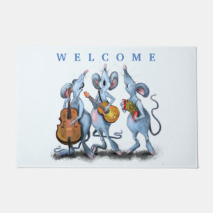 Fynny Doormat with Mouse Music Band - Welcome