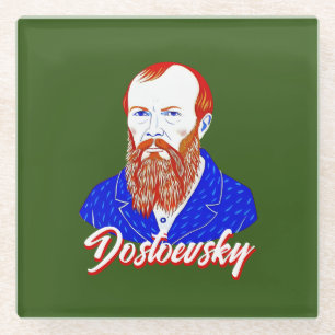 Fyodor Dostoevsky - Geometric elegant style Glass Coaster