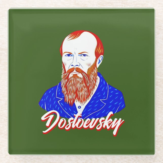 Fyodor Dostoevsky - Geometric elegant style Glass Coaster (Front)