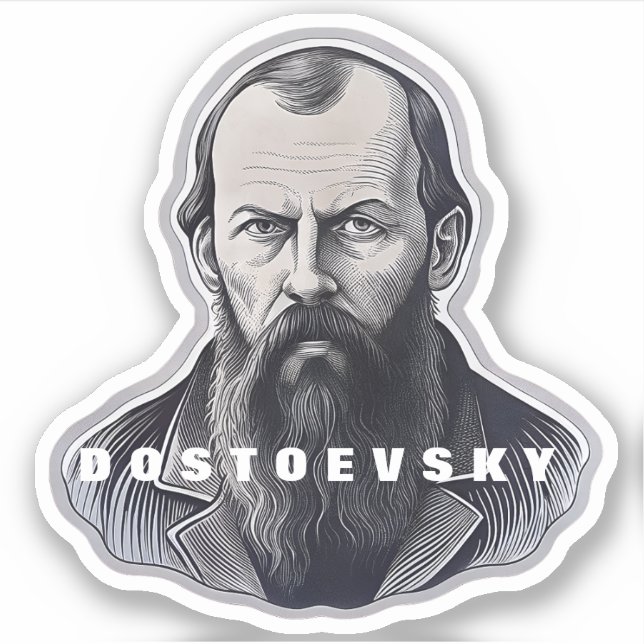 Fyodor Dostoevsky Portrait sticker gift  (Front)