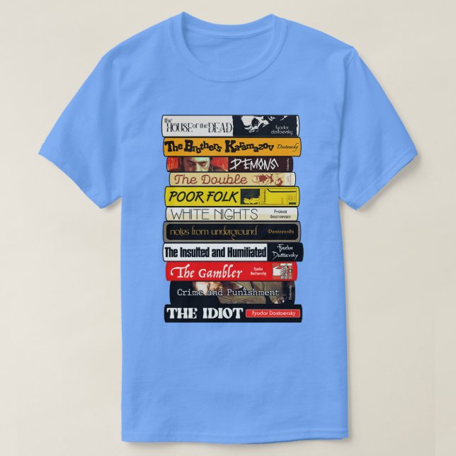 Fyodor Dostoyevsky Books Stack T-Shirt (Design Front)