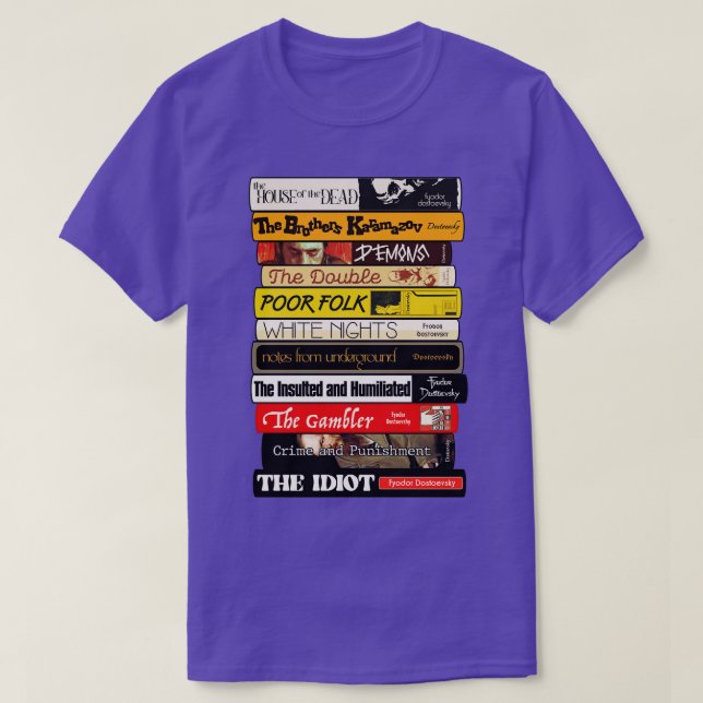 Fyodor Dostoyevsky Books Stack T-Shirt (Design Front)