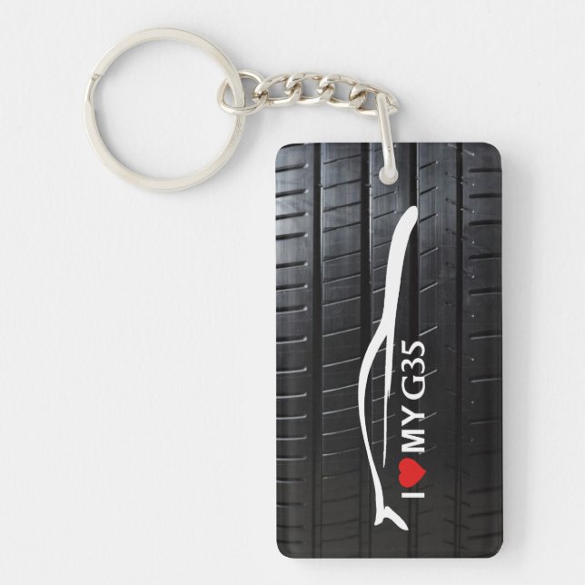 G35 Coupe with tire tread - I love my G35 Key Ring (Front)