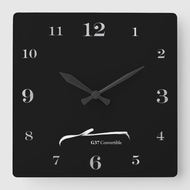 G37 Convertible white brushstroke logo Square Wall Clock (Front)