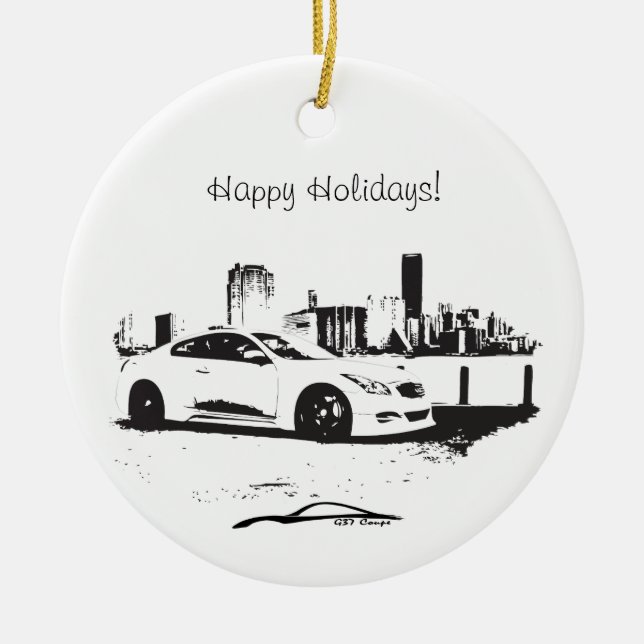 G37 Coupe Side Shot Ceramic Tree Decoration (Front)