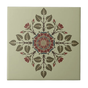 G.A. Audsley Art Nouveau Rose Floral Pattern Tile