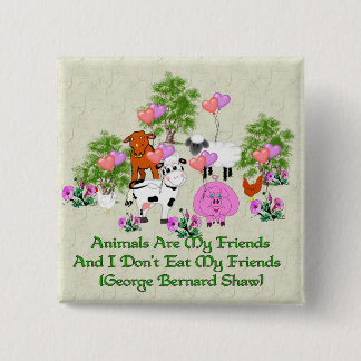 G. B. Shaw Vegetarian Quote 15 Cm Square Badge