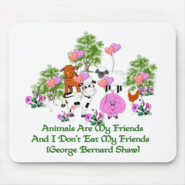 G. B. Shaw Vegetarian Quote Mouse Mat (Front)
