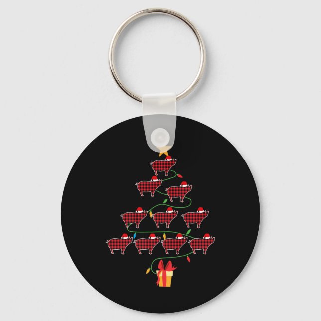 G Christmas Tree Xmas Goats Tree Santa Hat  Key Ring (Front)