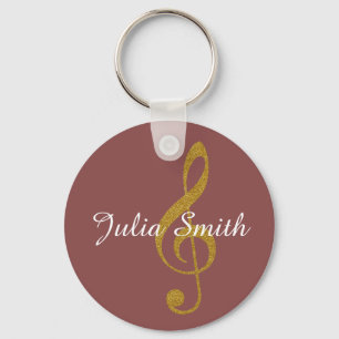 g-clef musical note personalised with name key ring