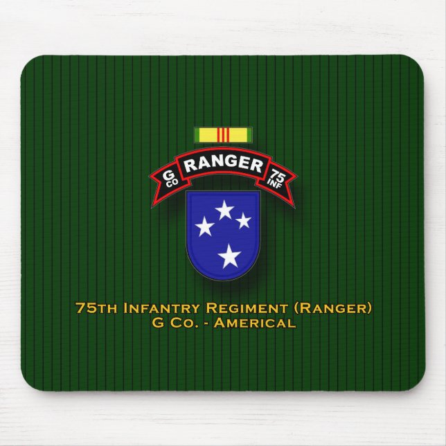 G Co, 75th Infantry - Rangers - 23d Div - Vietnam Mouse Mat (Front)