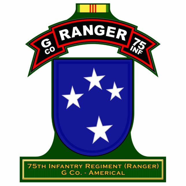 G Co, 75th Infantry Regiment - Ranger, Vietnam Standing Photo Sculpture (Front)