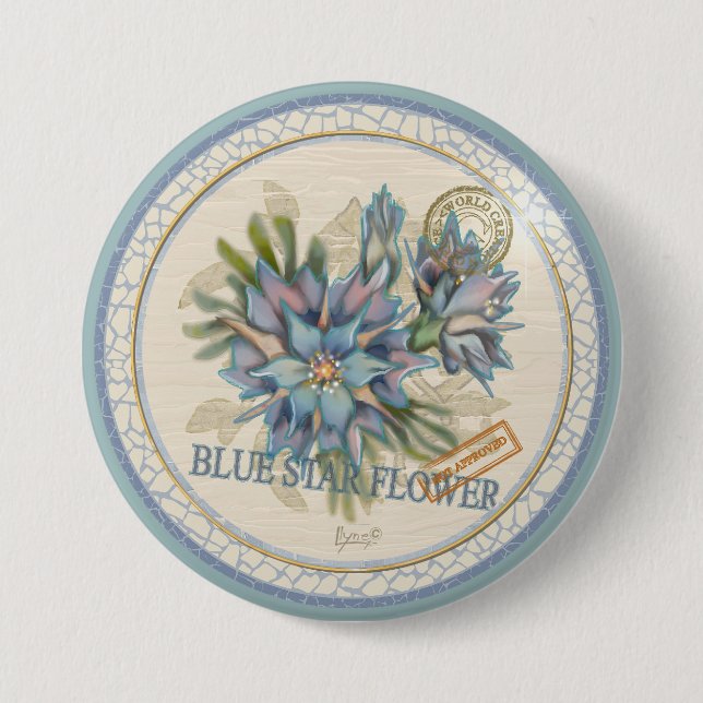 G Creation Office blue flower 7.5 Cm Round Badge (Front)