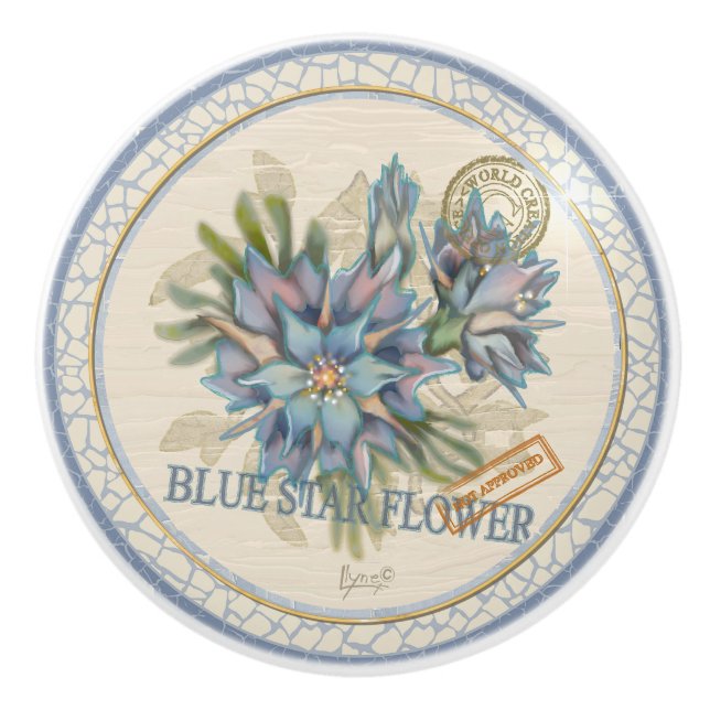 G Creation Office Blue flower Ceramic Knob (Front)