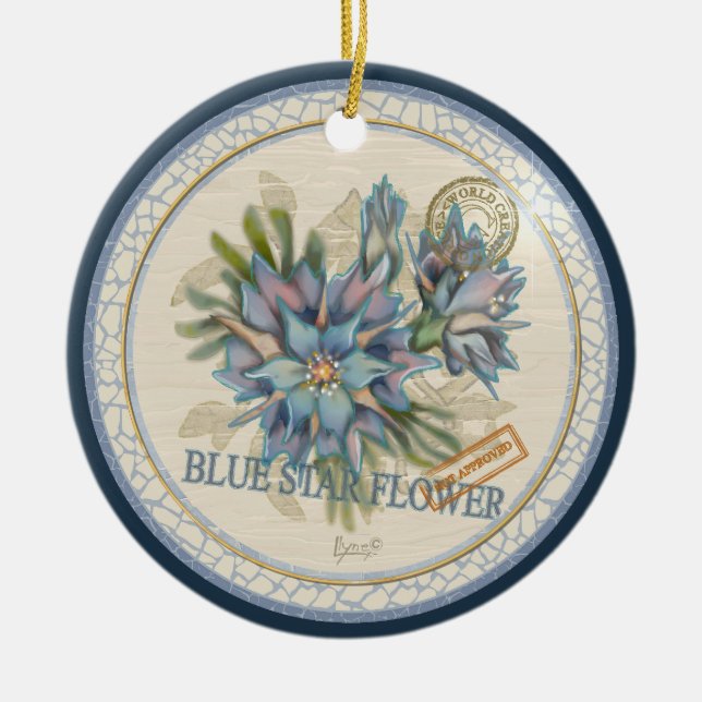G Creation Office blue flower Ceramic Tree Decoration (Front)