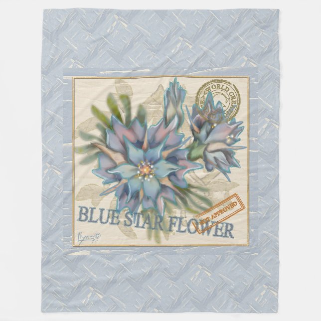 G Creation Office blue flower Fleece Blanket (Front)