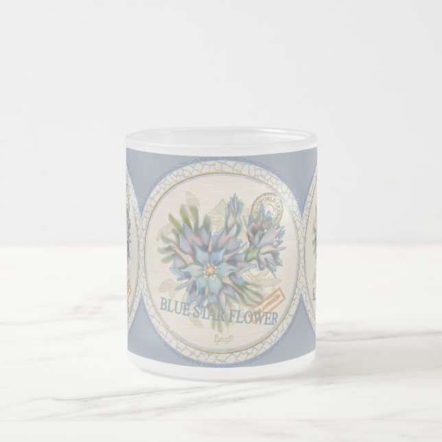 G Creation Office blue flower Frosted Glass Coffee Mug (Center)