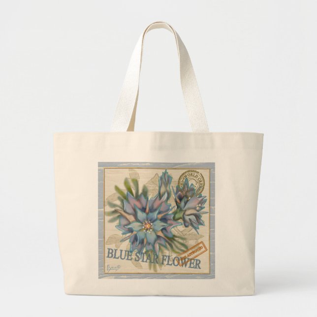 G creation Office blue flower Large Tote Bag (Front)