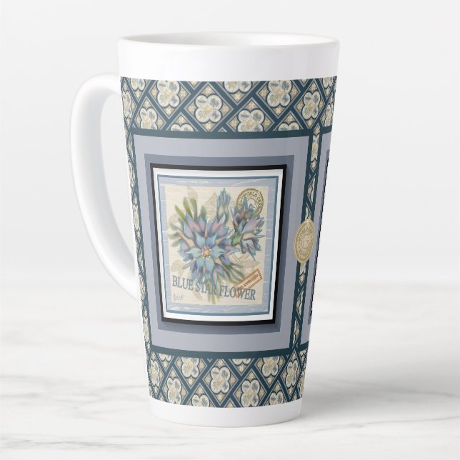 G Creation Office blue flower Latte Mug (Left Angle)