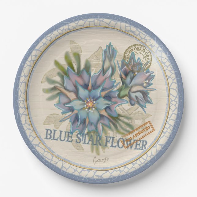 G Creation Office blue flower Paper Plate (Front)