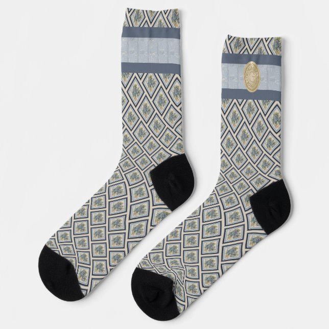 G Creation Office blue flower Socks (Left)