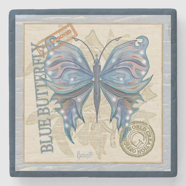 G Creation Office butterfly Stone Coaster (Front)