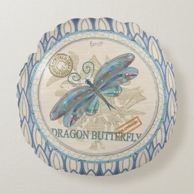 G Creation Office dragonfly Round Cushion (Front)