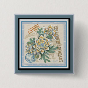 G Creation Office yellow flower 15 Cm Square Badge