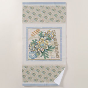 G Creation Office yellow flower Beach Towel