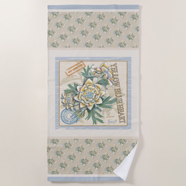 G Creation Office yellow flower Beach Towel (Front)