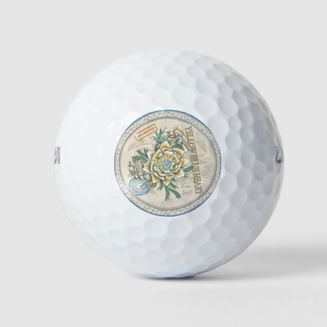 G Creation Office yellow flower Golf Balls (Front)
