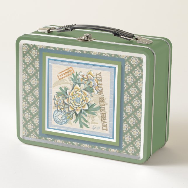 G Creation Office yellow flower Metal Lunch Box (Front)