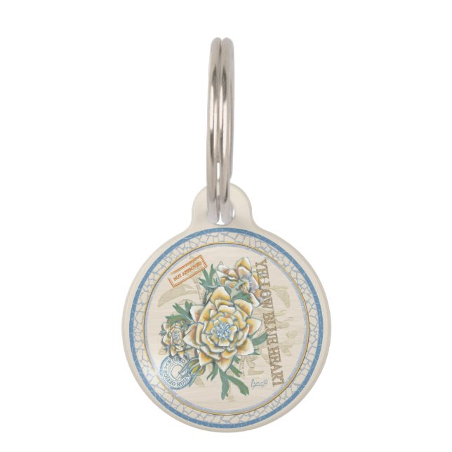 G Creation Office yellow flower Pet Tag (Front)