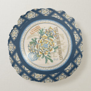 G Creation Office yellow flower Round Cushion