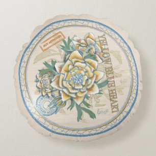 G Creation Office yellow flower Round Cushion