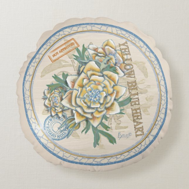 G Creation Office yellow flower Round Cushion (Front)