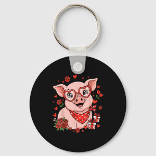 G Cute Farm Animal Sungles Heart Love Valentine  Key Ring
