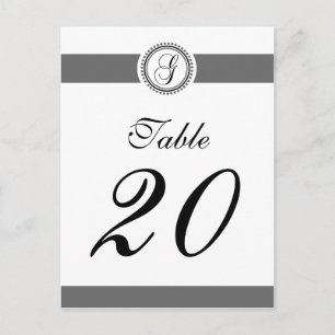 G Dot Circle Monogram Table Number (Black / Grey) Postcard