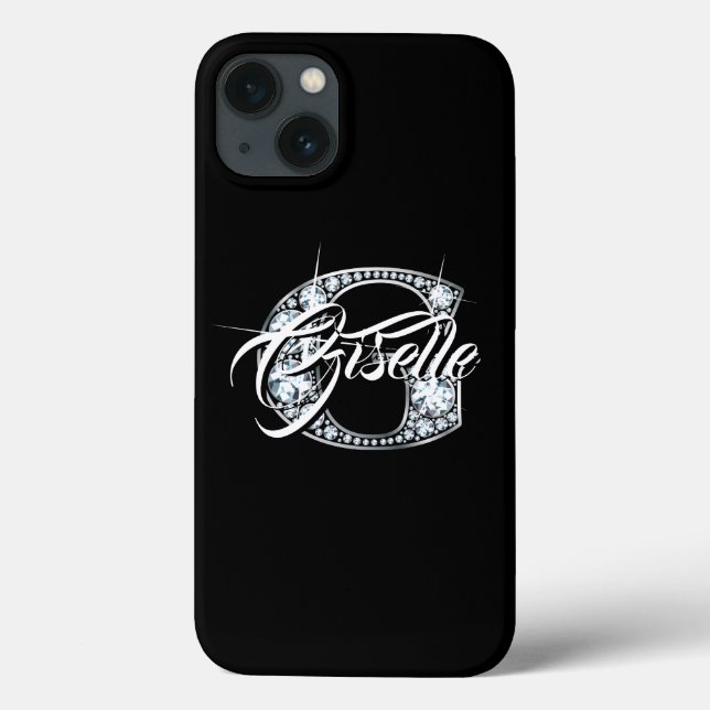 G Faux Diamond Bling Monogram Case-Mate iPhone Case (Back)