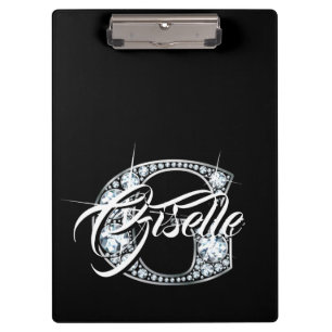 G Faux Diamond Bling Monogram Clipboard